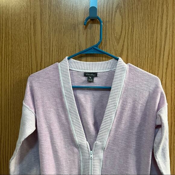 Eddie Bauer Half Zip Pink Wash Cardigan w/ Pockets Size Small - Picture 3 of 9